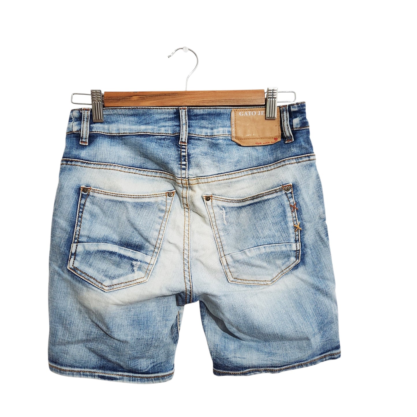 GATO JEANS | מכנסי ג'ינס קצרים לגבר מידה 30 | דגם כפתורים
