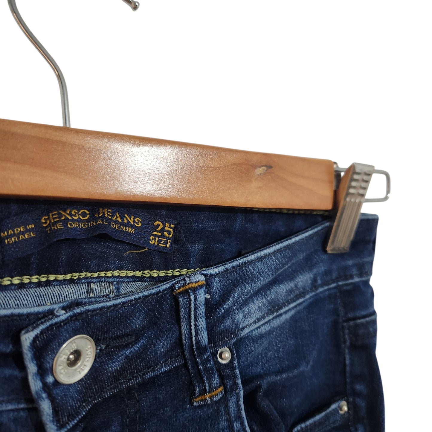 GENXO JEANS | ג'ינס סקיני לנשים מידה 25 | כחול כהה עם רוכסנים