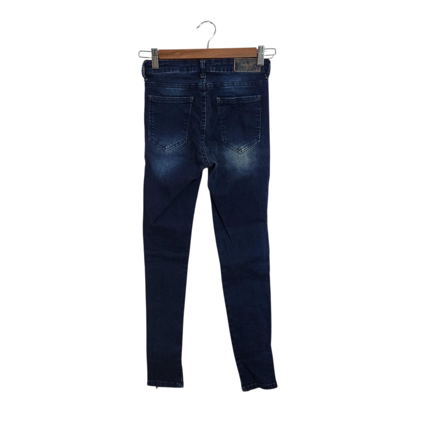 GENXO JEANS | ג'ינס סקיני לנשים מידה 25 | כחול כהה עם רוכסנים