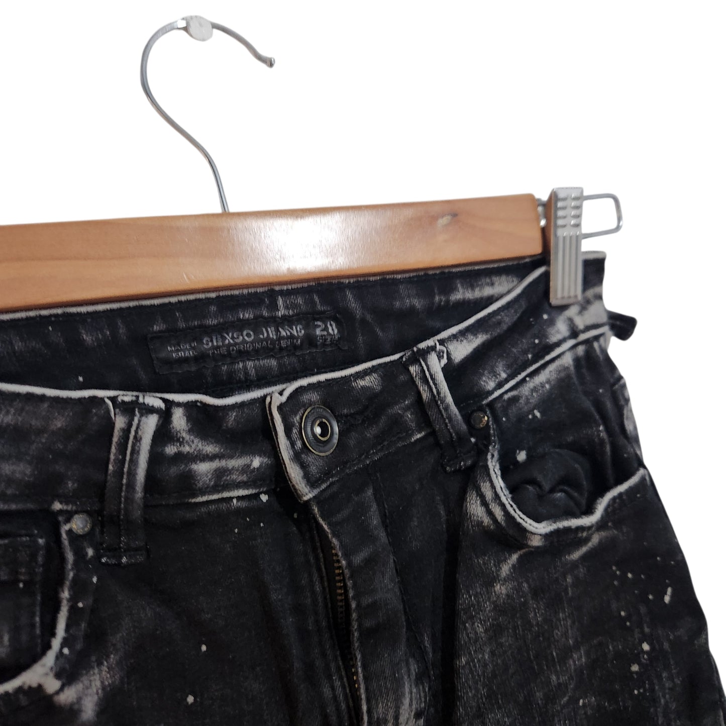 GIXGO JEANS | ג'ינס סקיני לנשים מידה 28 (38 S/M) | שחור בשטיפת וינטג'