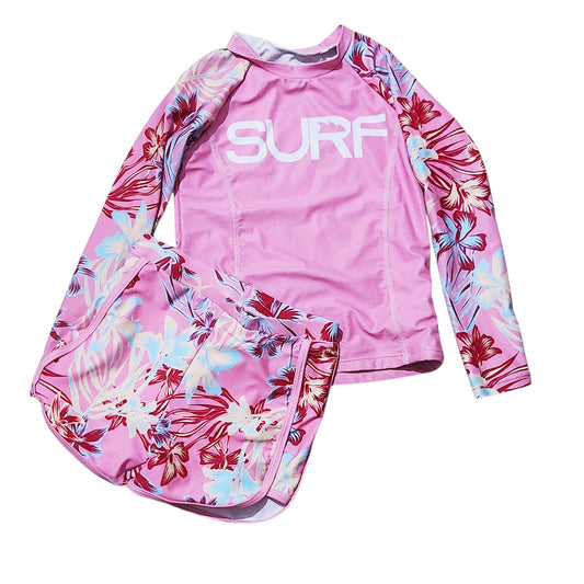 סט בגד ים SURF לילדות גיל 7 | חולצת גלישה ומכנסון תואם