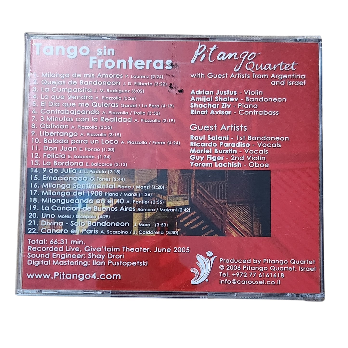 Pitango Quartet – Tango Sin Fronteras | טנגו ללא גבולות | CD מקורי
