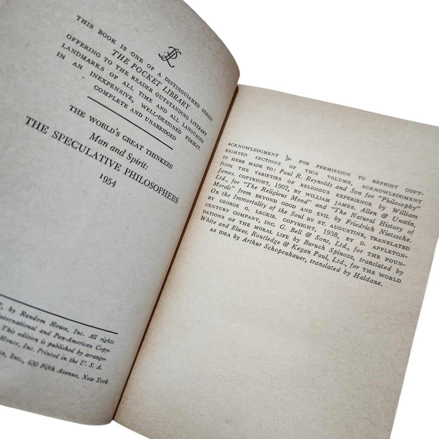 Man and Spirit: The Speculative Philosophers (1954) | The World's Great Thinkers | ספר וינטג' באנגלית