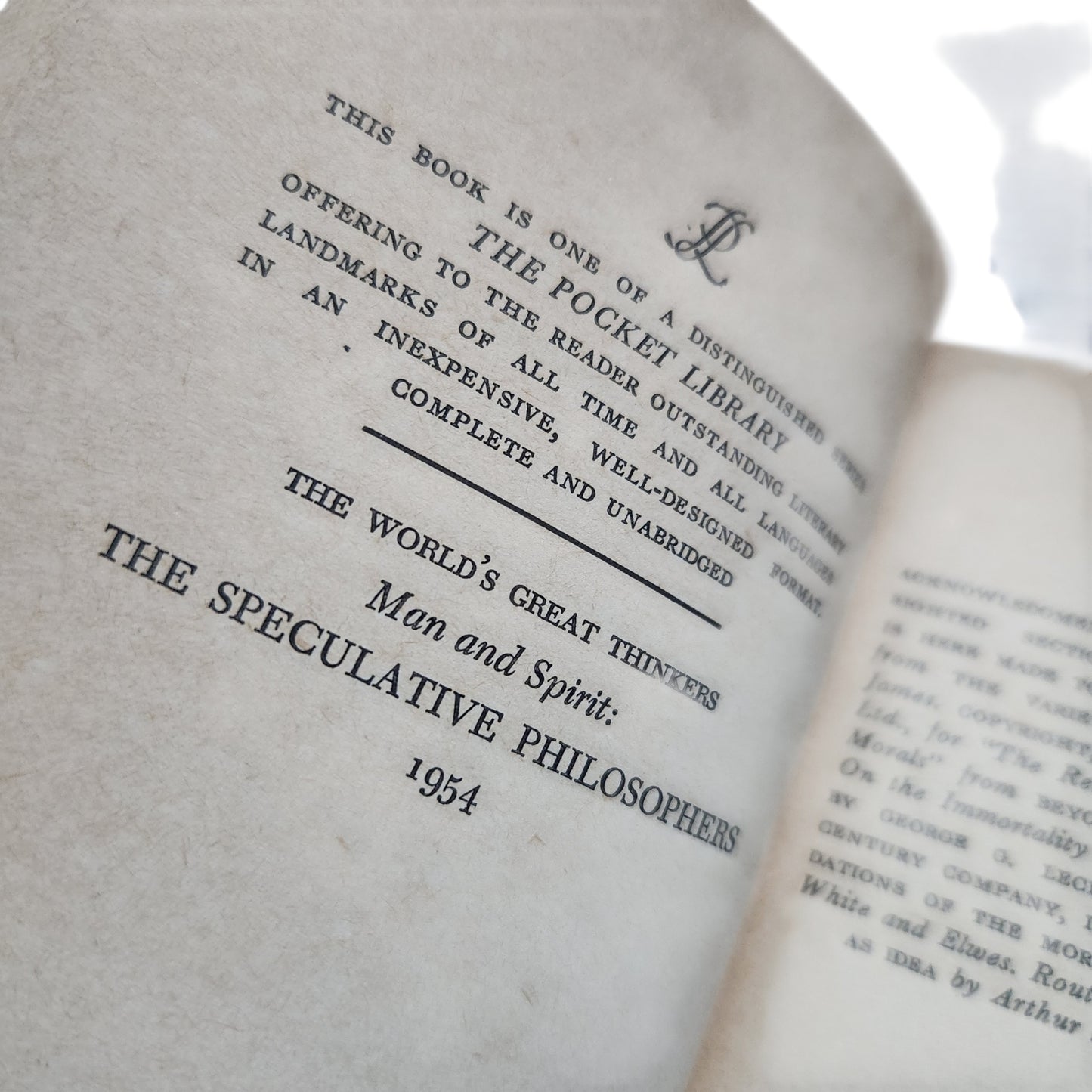 Man and Spirit: The Speculative Philosophers (1954) | The World's Great Thinkers | ספר וינטג' באנגלית