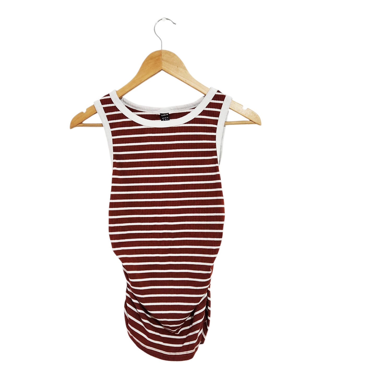 SHEIN | גופיית ריב לנשים מידה M | פסים חום ולבן