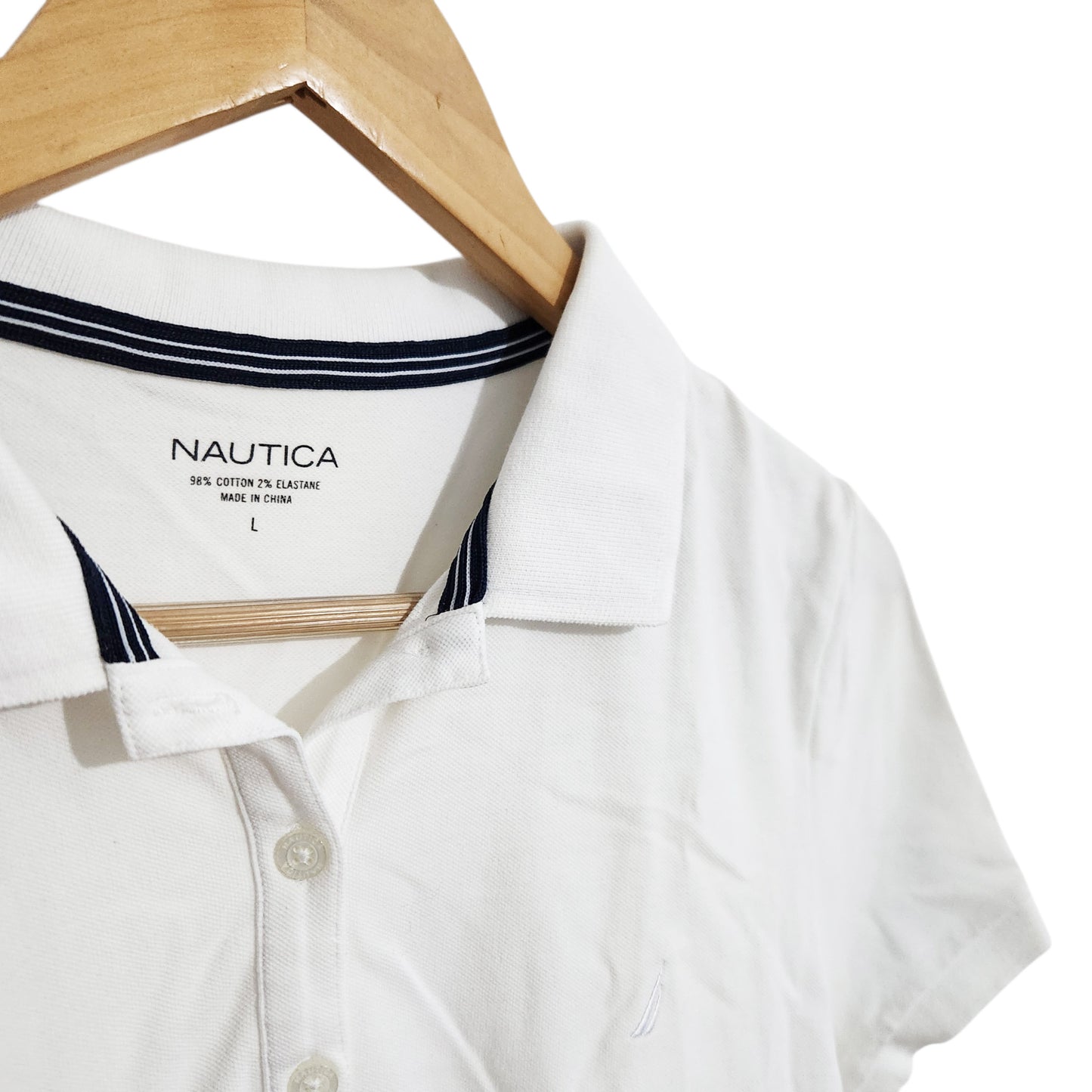 NAUTICA | חולצת פולו לנשים | מידה L | לבן