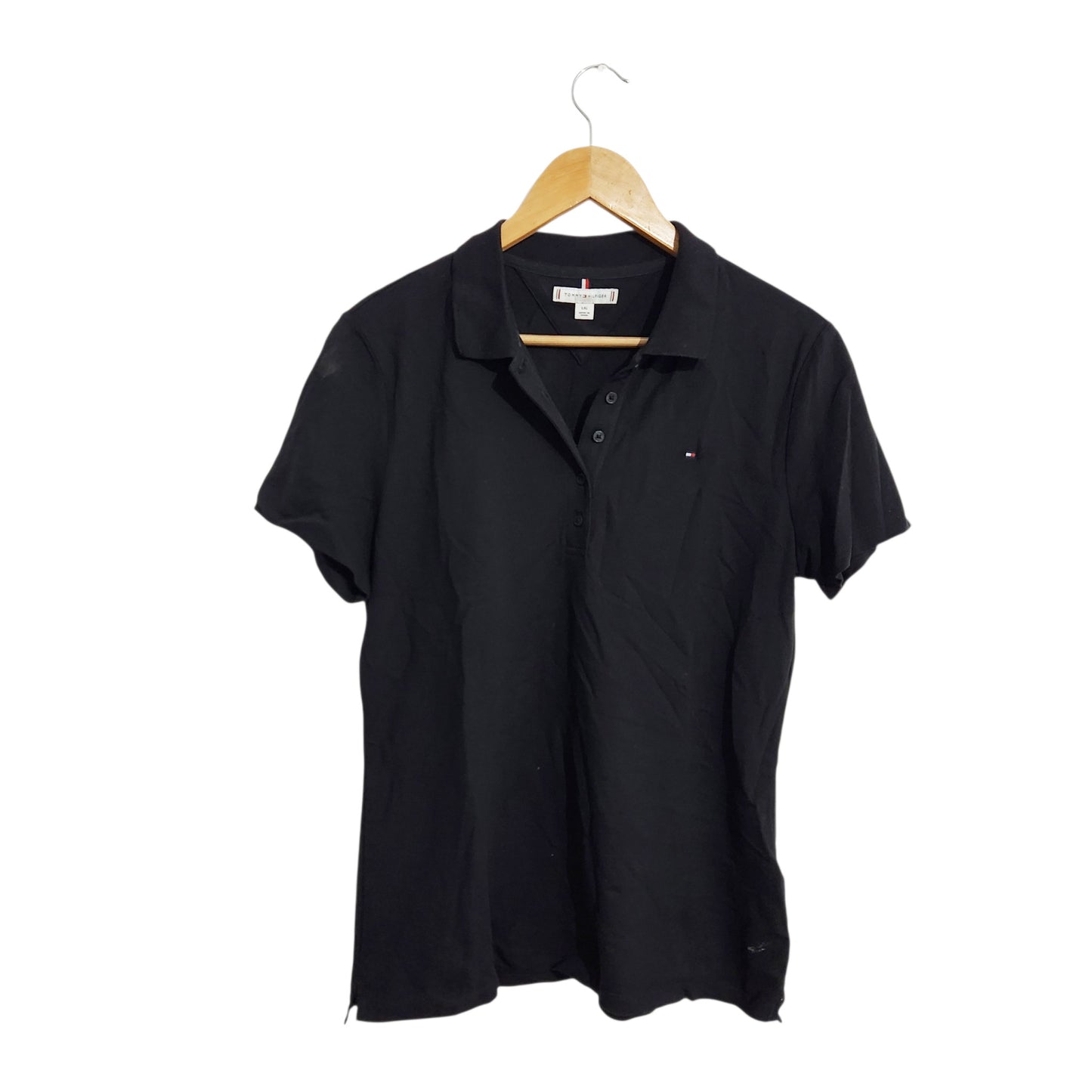 TOMMY HILFIGER | חולצת פולו לנשים | מידה L | שחור