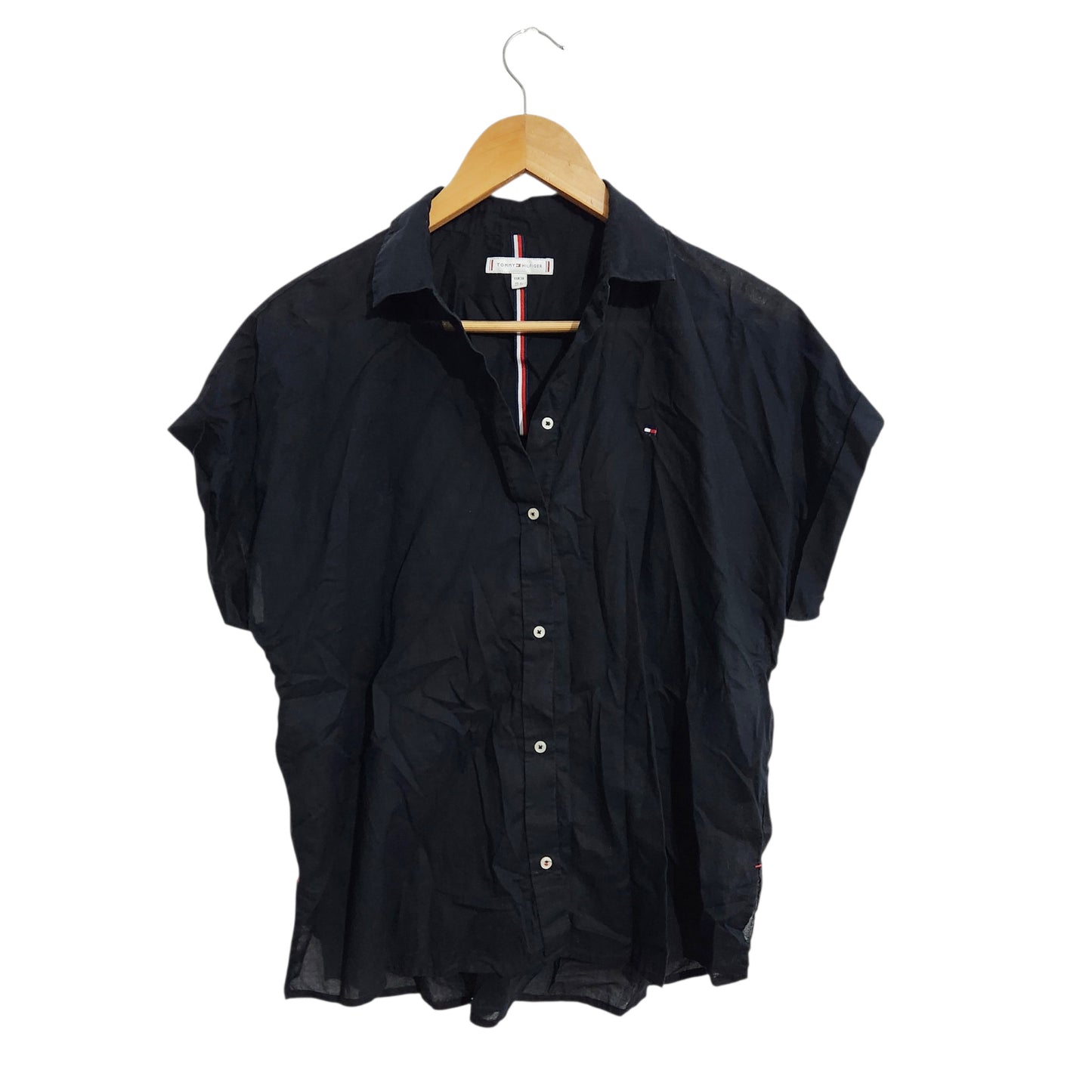 TOMMY HILFIGER | חולצה מכופתרת לנשים | מידה 38 (M) | שחור