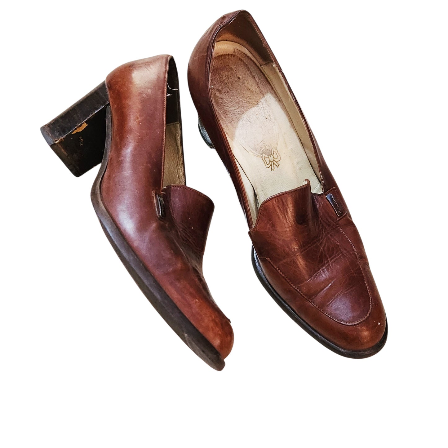 CLARKS | נעלי עקב מעור לנשים מידה 38 | חום