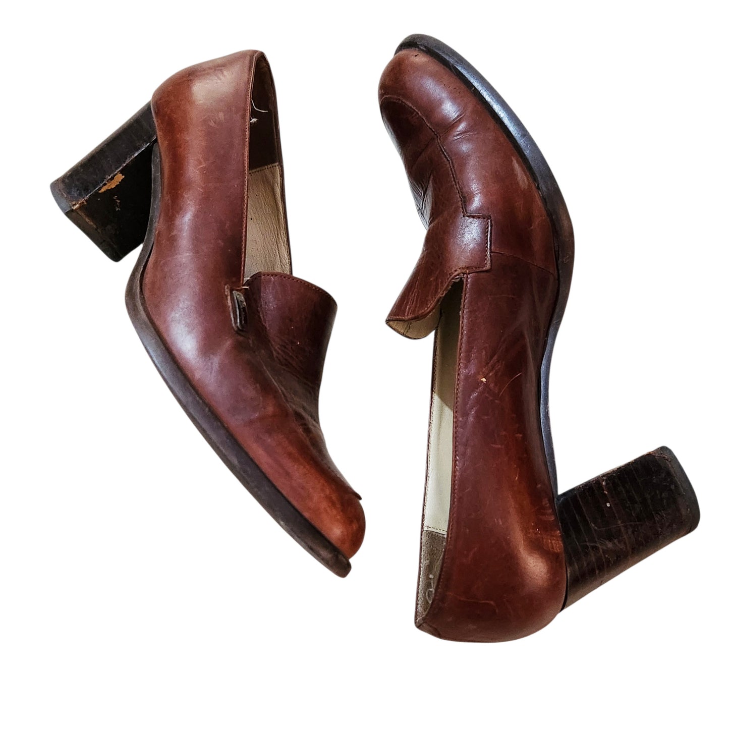 CLARKS | נעלי עקב מעור לנשים מידה 38 | חום