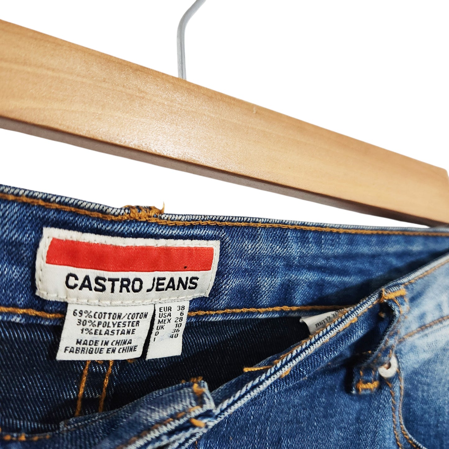 CASTRO JEANS | חצאית ג'ינס לנשים | מידה 38 (M) | כפתורים קדמיים