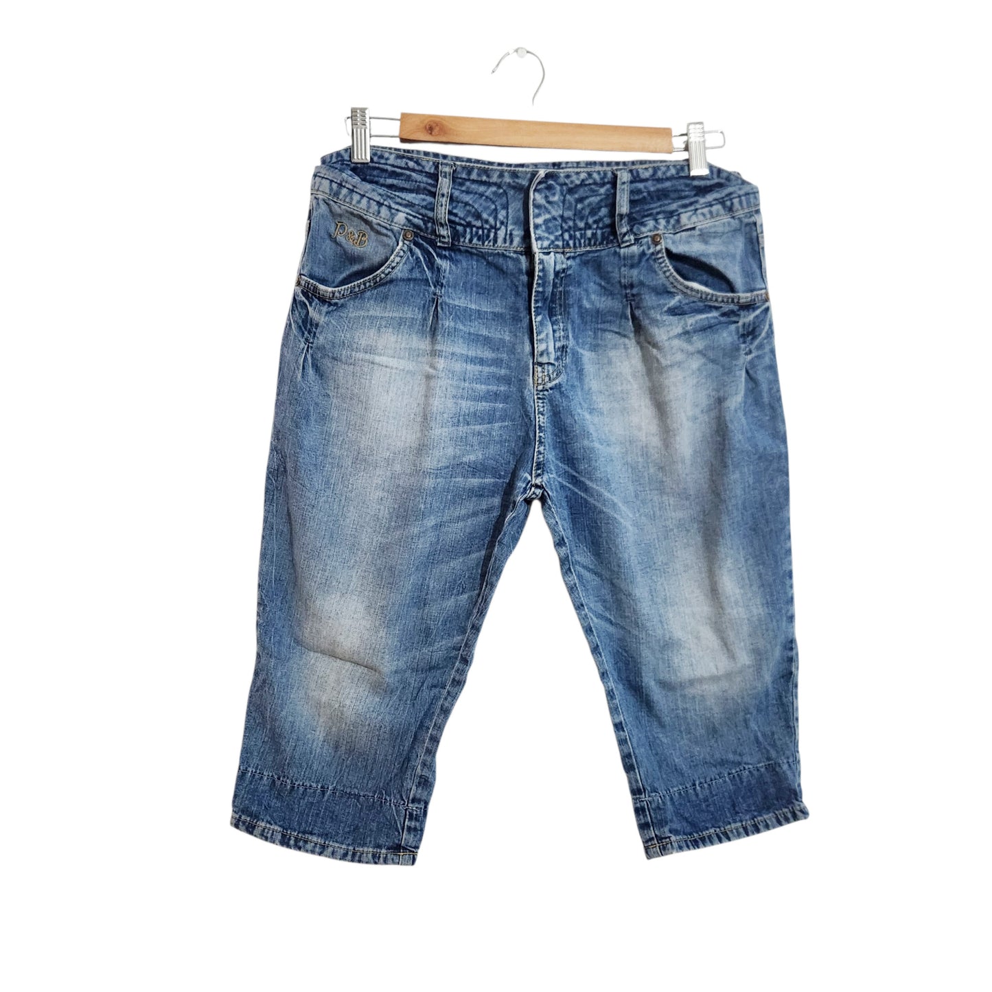 PULL&BEAR | מכנסי ג'ינס ברמודה לנשים | מידה 38 (M) | כחול בהיר