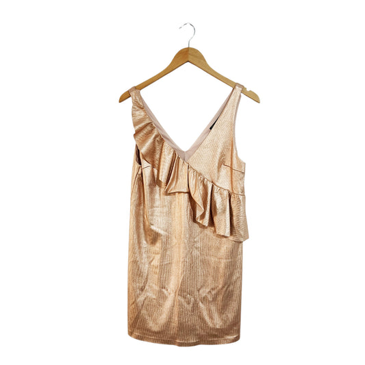 ZARA | שמלת מיני מטאלית לאישה מידה S | ורוד שמפניה | Metallic Collection