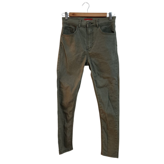 CASTRO JEANS | מכנסי קרופ קארוט לאישה מידה 38 | SIMON Carrot Fit | ירוק זית
