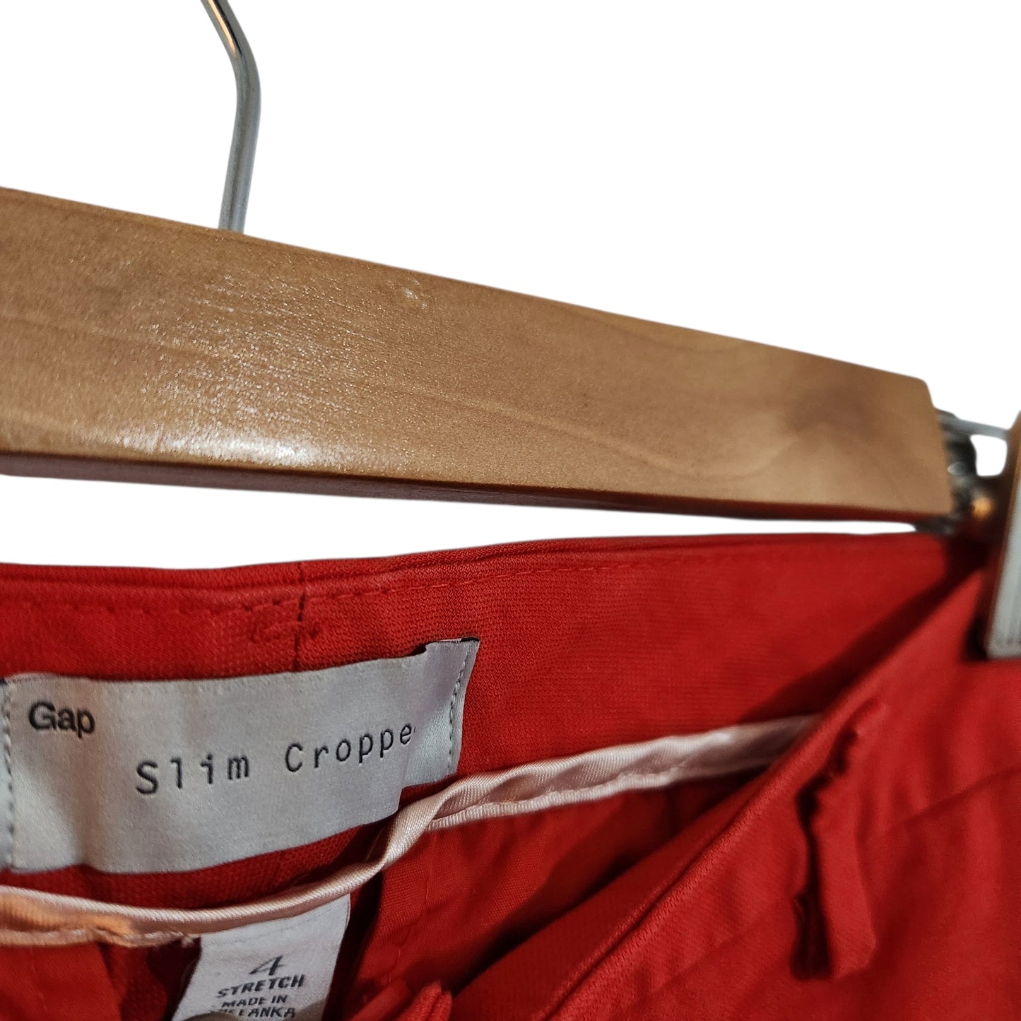GAP Slim Cropped מכנסי צ'ינו אדומים לנשים – מידה 4 | 42 XL