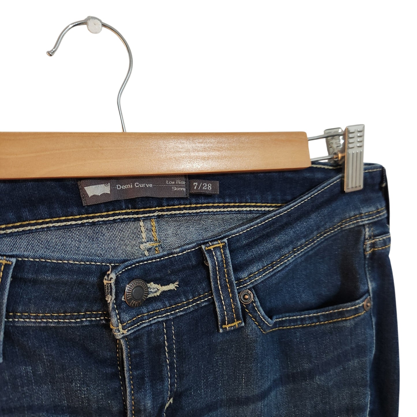 LEVI'S Demi Curve Low Rise Skinny ג'ינס כחול כהה לנשים – מידה 28/7 | יתאים למידה M 38