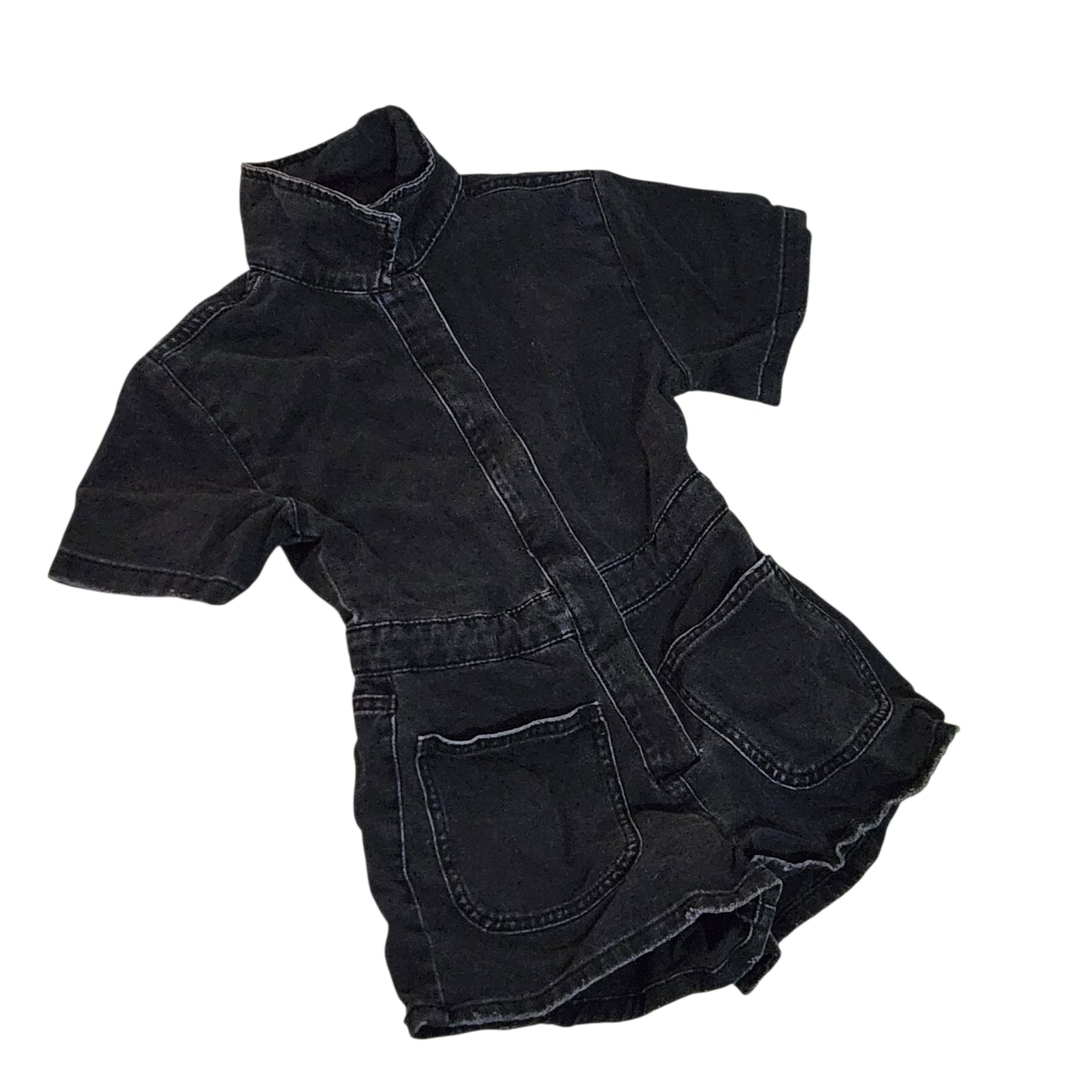 ZARA אוברול ג'ינס שחור לילדות גיל 8