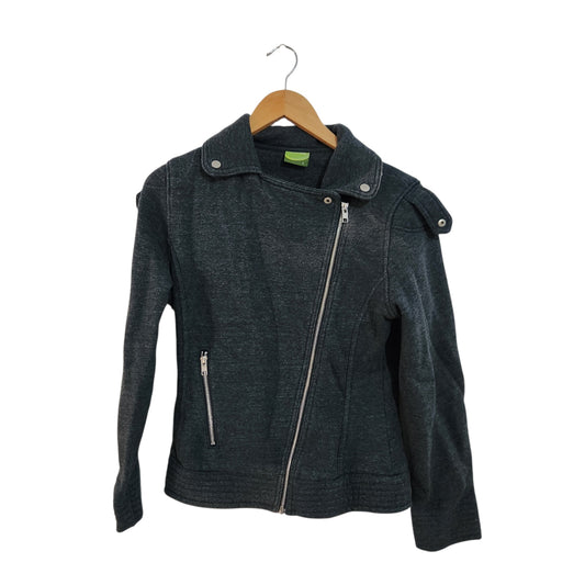 HOODIES ג'קט סריג בסגנון בייקר בצבע פטרול לנשים מידה L