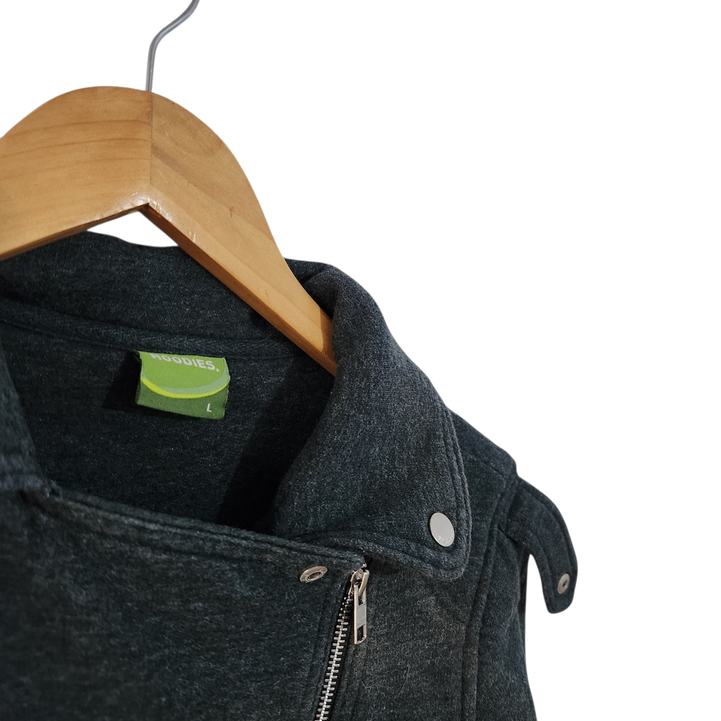 HOODIES ג'קט סריג בסגנון בייקר בצבע פטרול לנשים מידה L