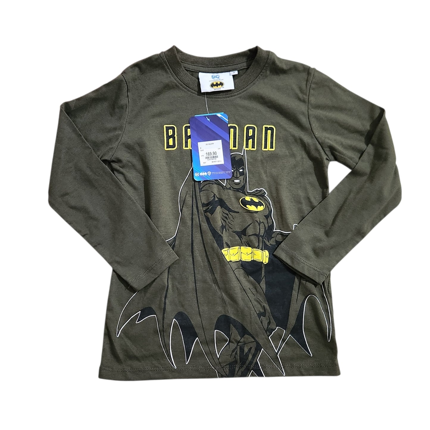 BATMAN | חולצה ארוכה צבע ירוק זית | חדשה עם תווית | לילדים גיל 8