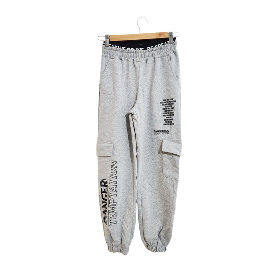 CHAMAKH מכנסי טרנינג קרגו אפורים לנשים מידה S