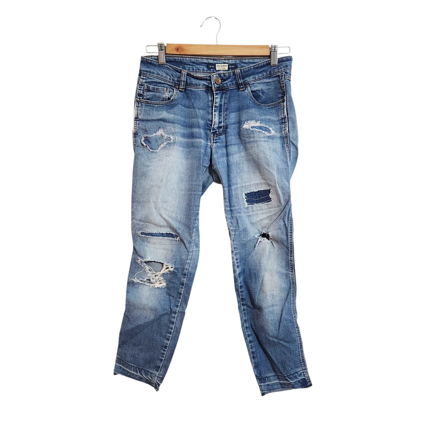 PULL&BEAR ג'ינס סקיני קרעים לנשים – מידה EU 40 (30)