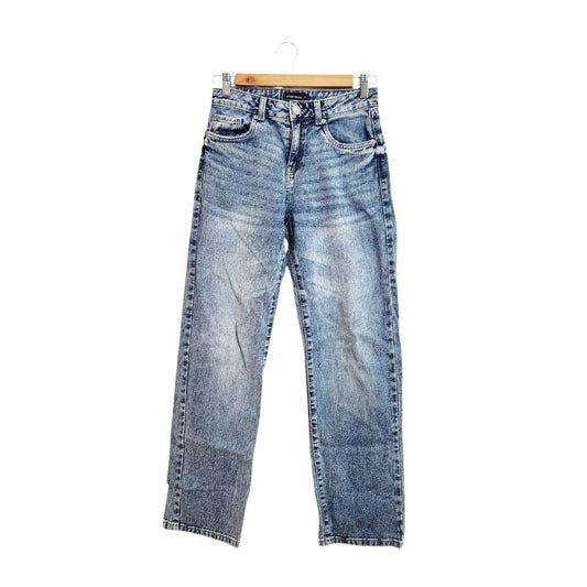 REFUGE DENIM ג'ינס ישר לנשים בצבע כחול בהיר – מידה 0 S היקף מותן 26 אינץ