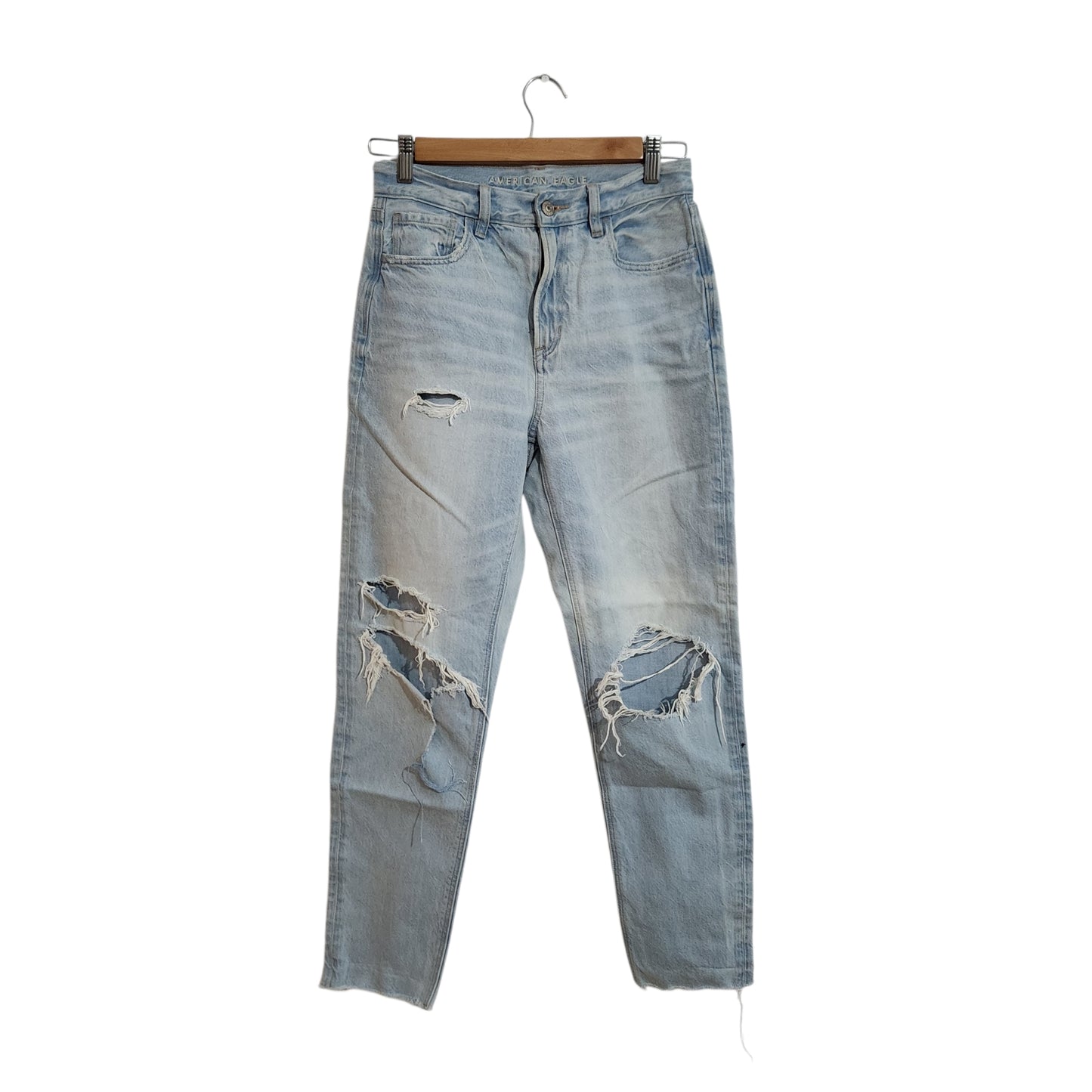 AMERICAN EAGLE ג'ינס נשים קרעים בגזרה גבוהה – מידה 2 | 28 אינץ'היקף מותן | מידה אירופאית 38 M