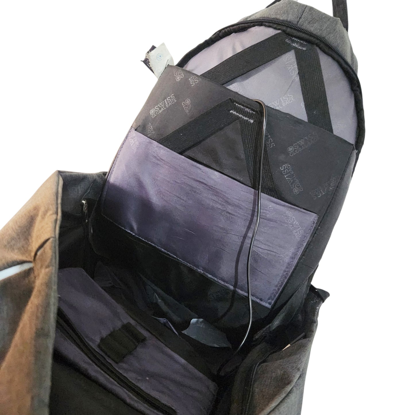 SWISS GLOBAL BAGS | תיק גב למחשב נייד שחור ואפור