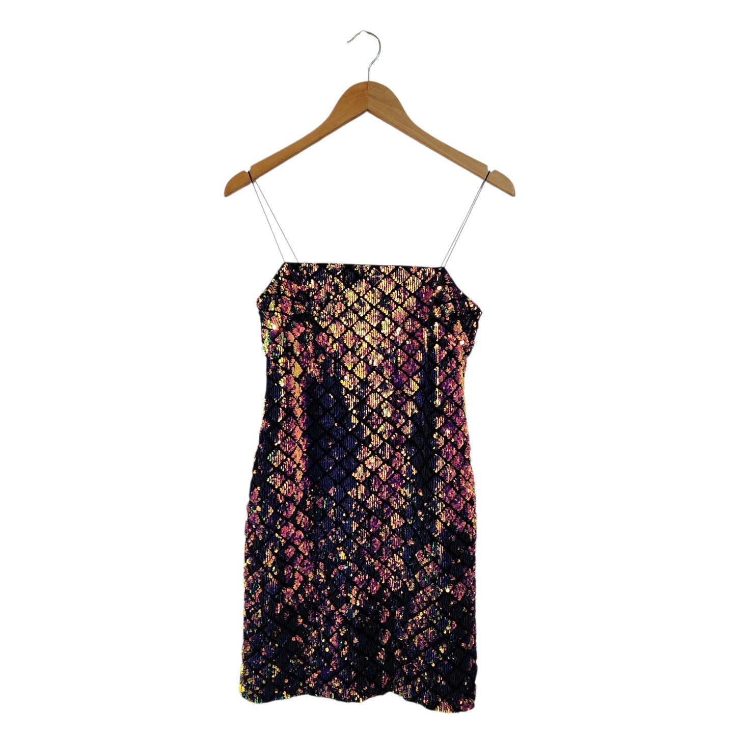 TOPSHOP | שמלת מיני פאייטים צבעוניים עם כתפיות דקות | 38