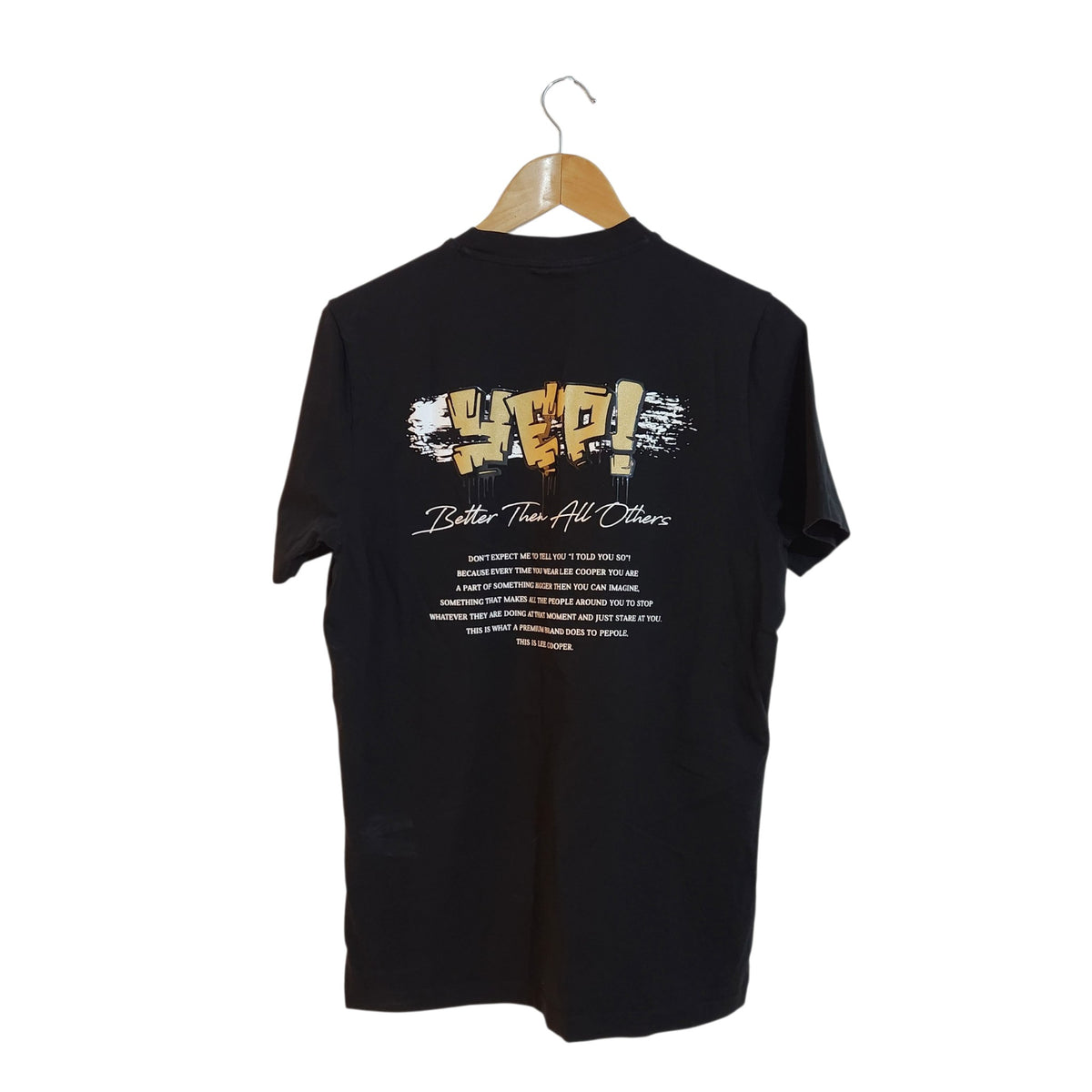 LEE COOPER | חולצת טי שחורה לגבר עם הדפס | M | כתם