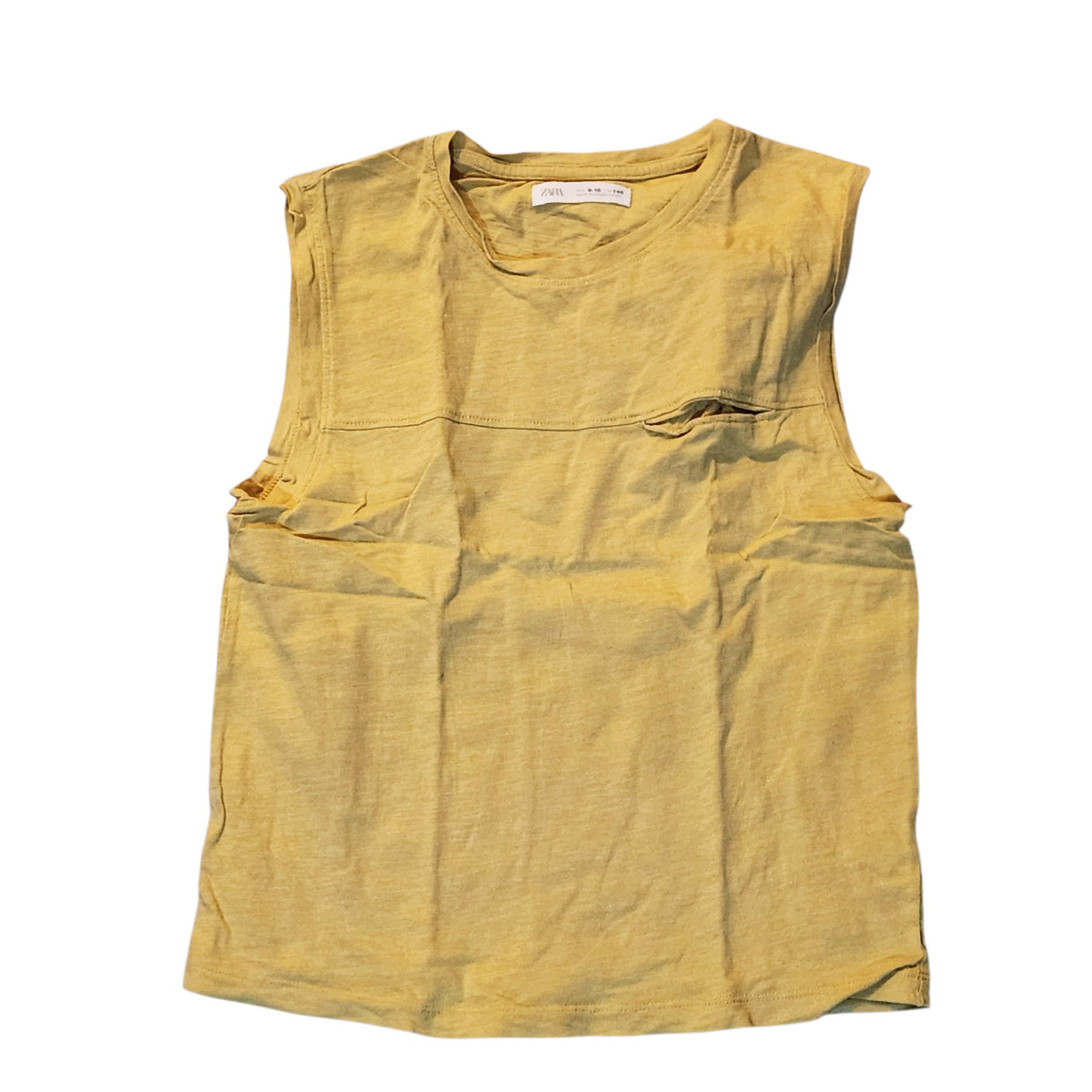 ZARA | גופייה לילדים בגוון חרדל עם כיס | גיל 9–10