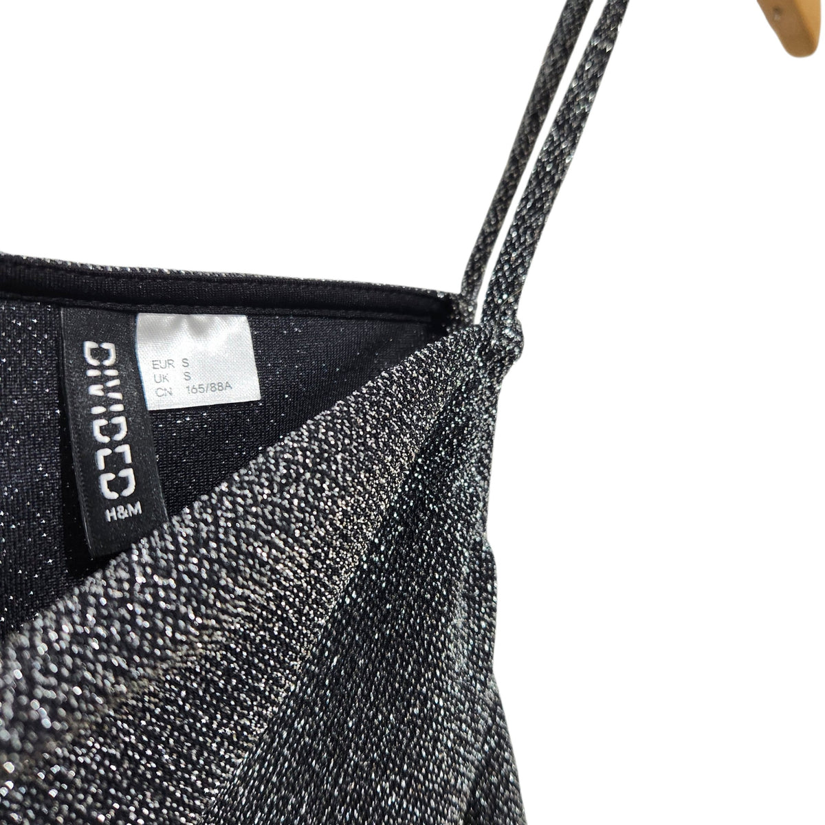 H&M | שמלת מקסי מנצנצת | נשים | S | שחור כסוף