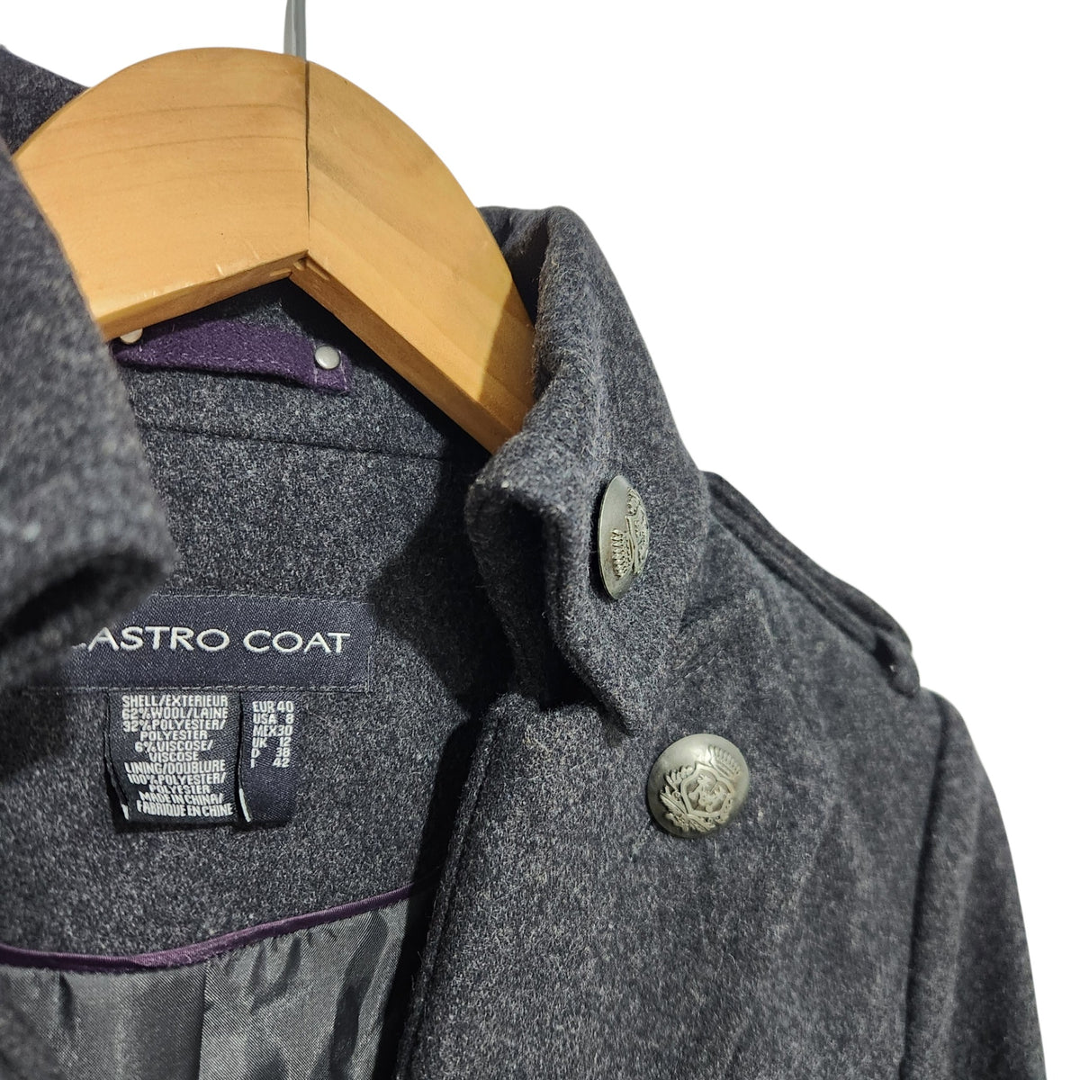 CASTRO COAT | מעיל צבאי ארוך | נשים | מידה 40 | אפור כהה