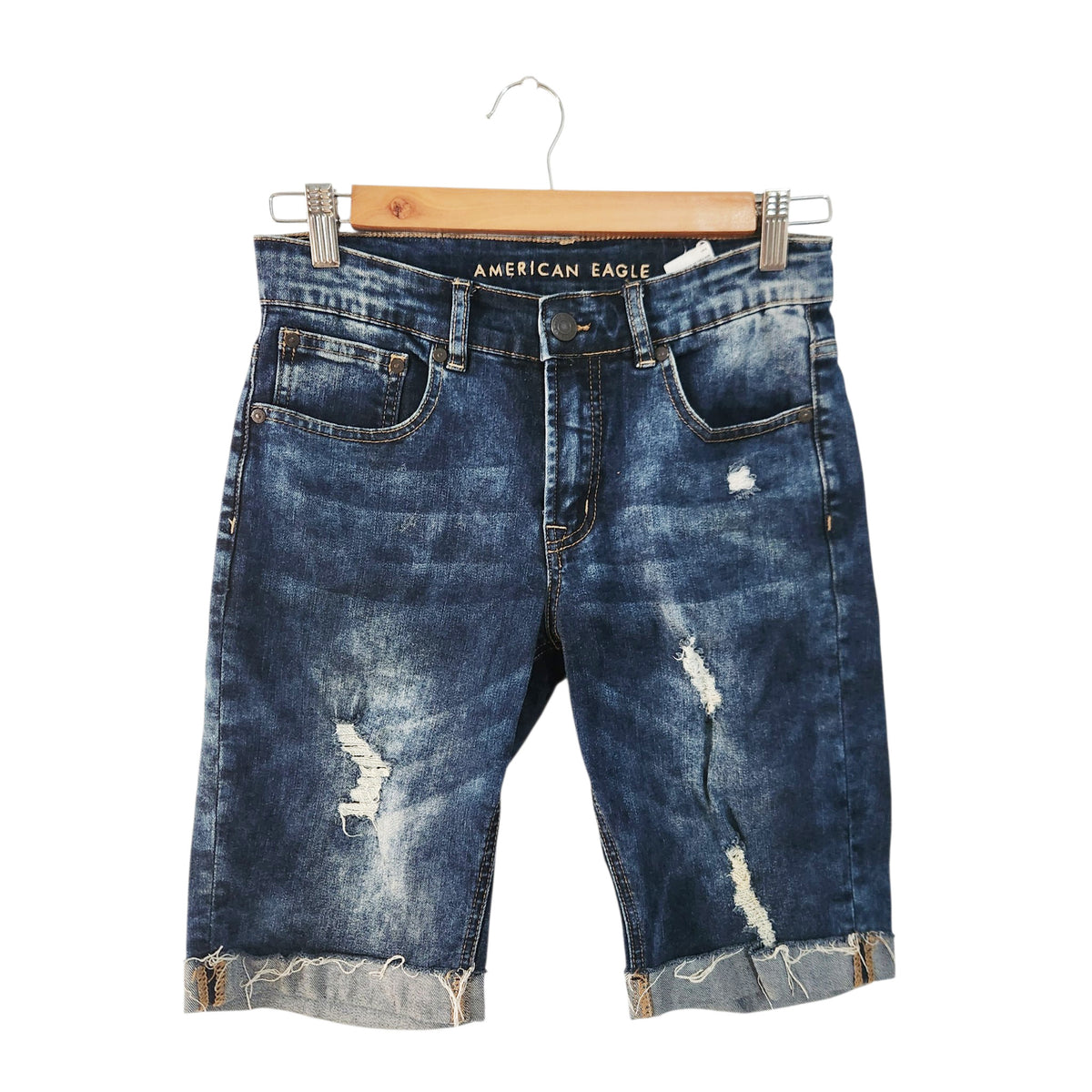 AMERICAN EAGLE | מכנסי ג׳ינס ברמודה לילדים | גיל 16 | כחול