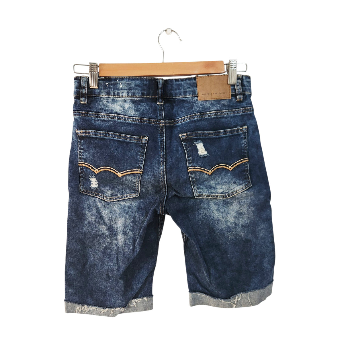 AMERICAN EAGLE | מכנסי ג׳ינס ברמודה לילדים | גיל 16 | כחול