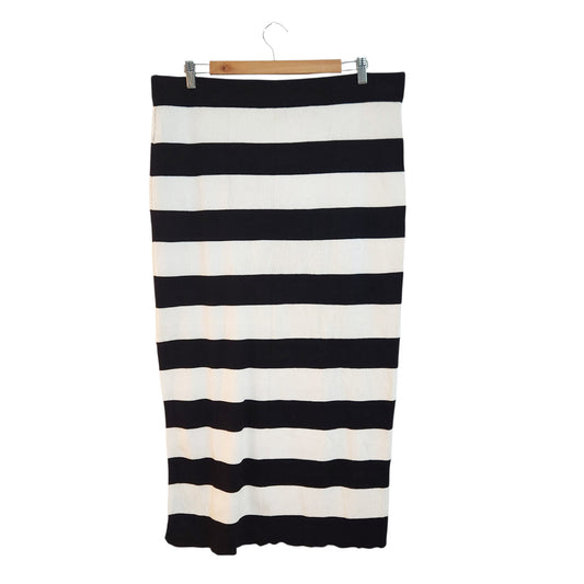 SHEIN | חצאית מקסי סריג פסים | נשים | XXXL (50–52) | שחור לבן
