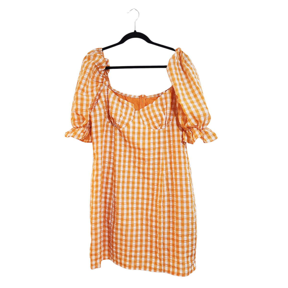 SHEIN | שמלת מיני משובצת | נשים | XXL | כתום לבן