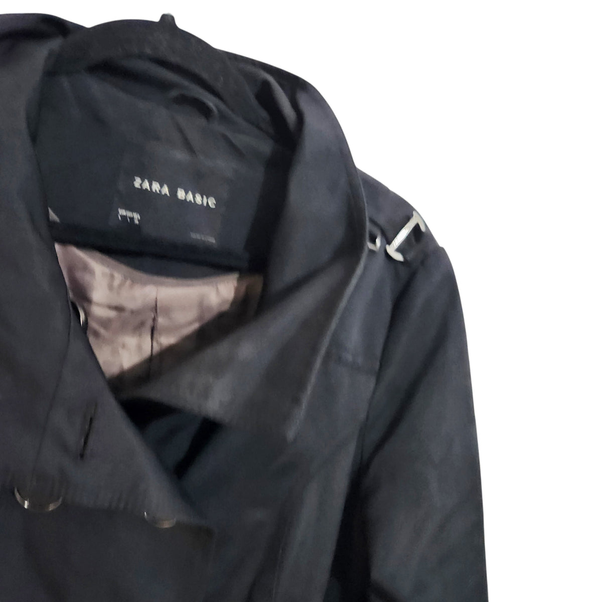 ZARA BASIC | מעיל טרנץ׳ קצר עם חגורה | נשים | L | שחור