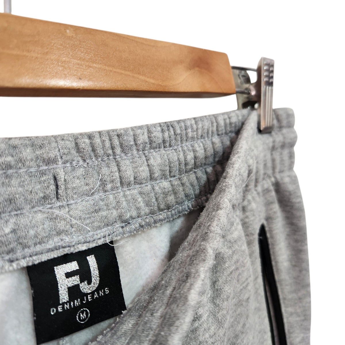 FJ DENIM JEANS | מכנסי טרנינג אפורים עם רוכסנים | M