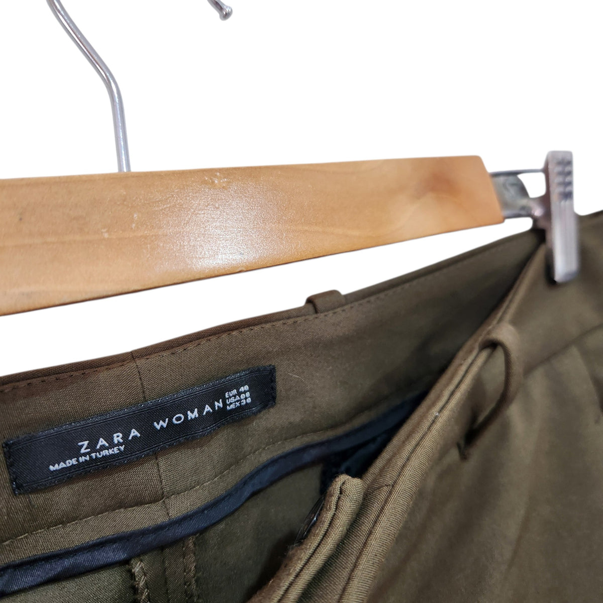 ZARA WOMAN | מכנסיים מחויטים בגוון חום זית | 40 (L)