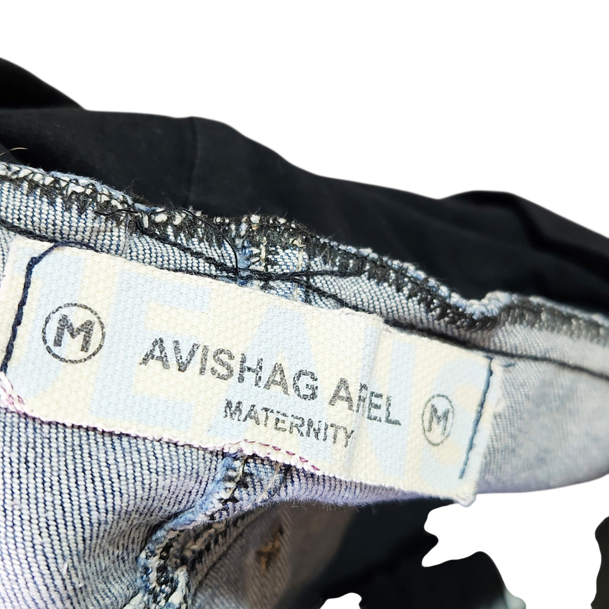 AVISHAG ARBEL | חצאית ג'ינס כחולה עם חגורת בטן שחורה | לאישה בהריון | מידה M