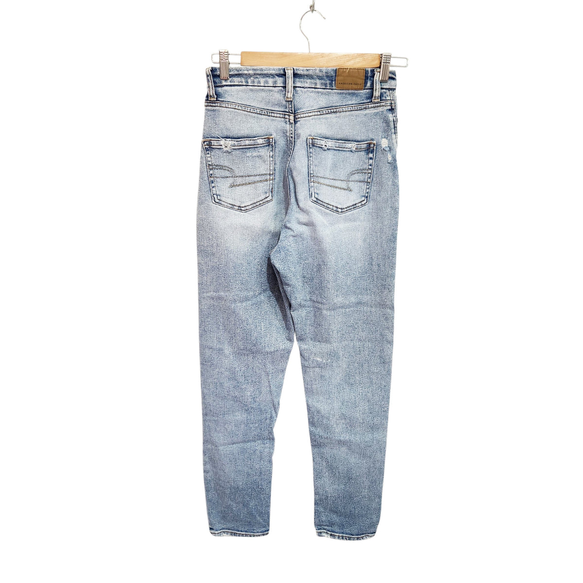 AMERICAN EAGLE | ג'ינס סקיני בגזרה גבוהה עם קרעים | לאישה | מידה 0 (XS / 32)