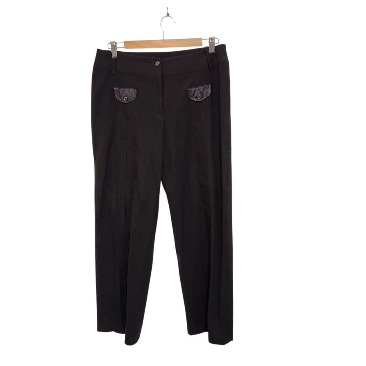 PUSH COLLECTION | מכנסיים מחויטים לאישה | מידה 42 (XL) | שחור | עיטורי דמוי עור