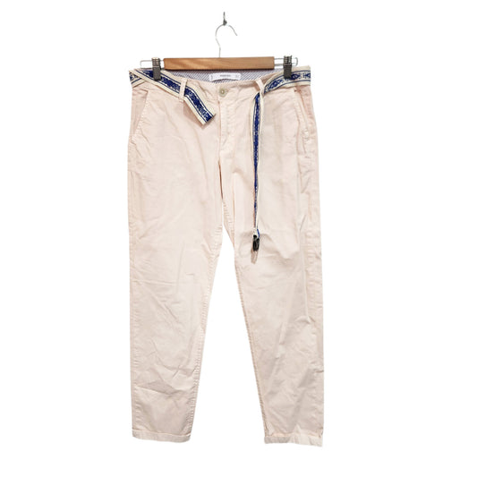 MANGO CASUAL | מכנסיים ארוכים לאישה | מידה 38 (M) | ורוד בהיר | חגורה רקומה