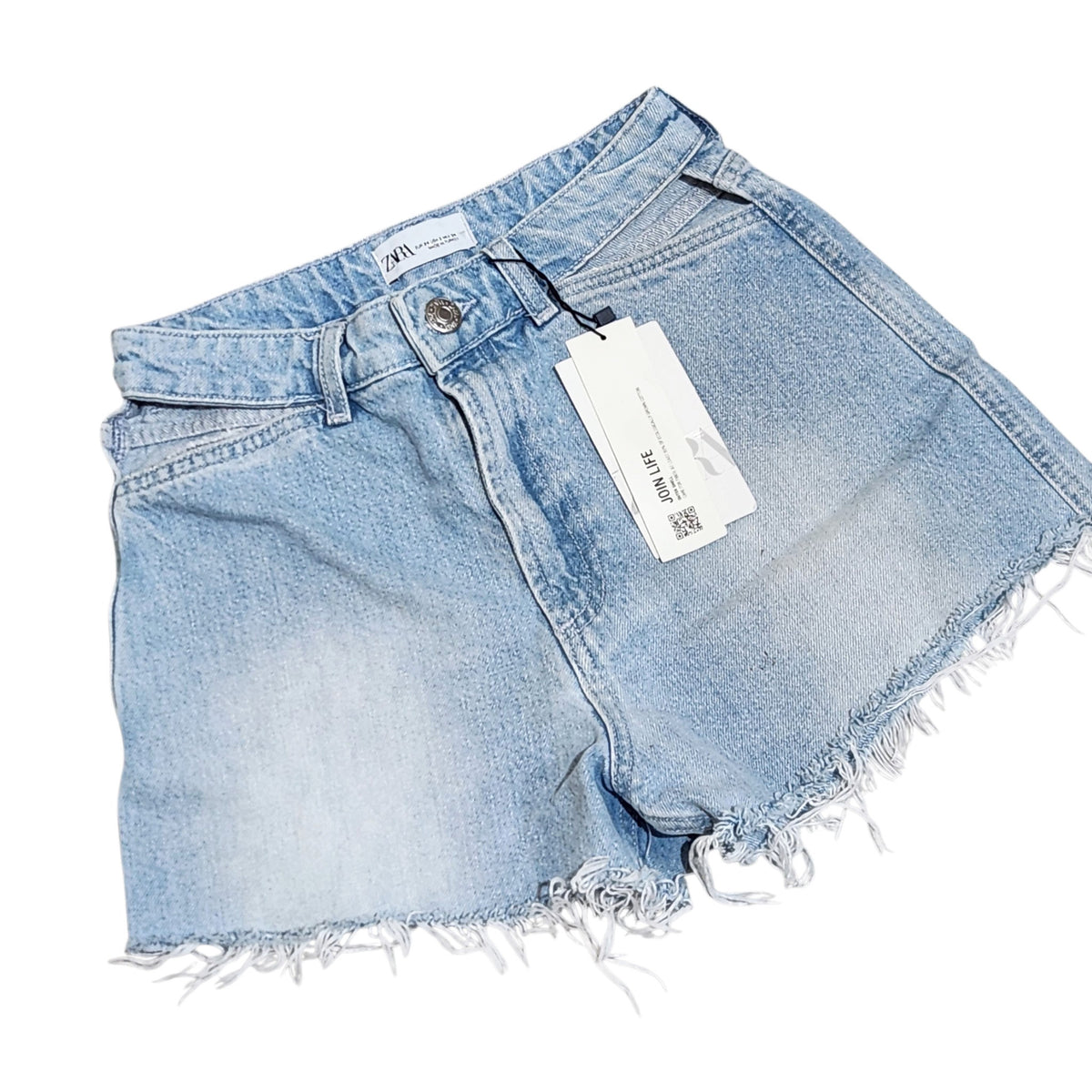 ZARA | שורטס ג'ינס לאישה | מידה 34 (XS) | תכלת בהיר | חדש עם תווית