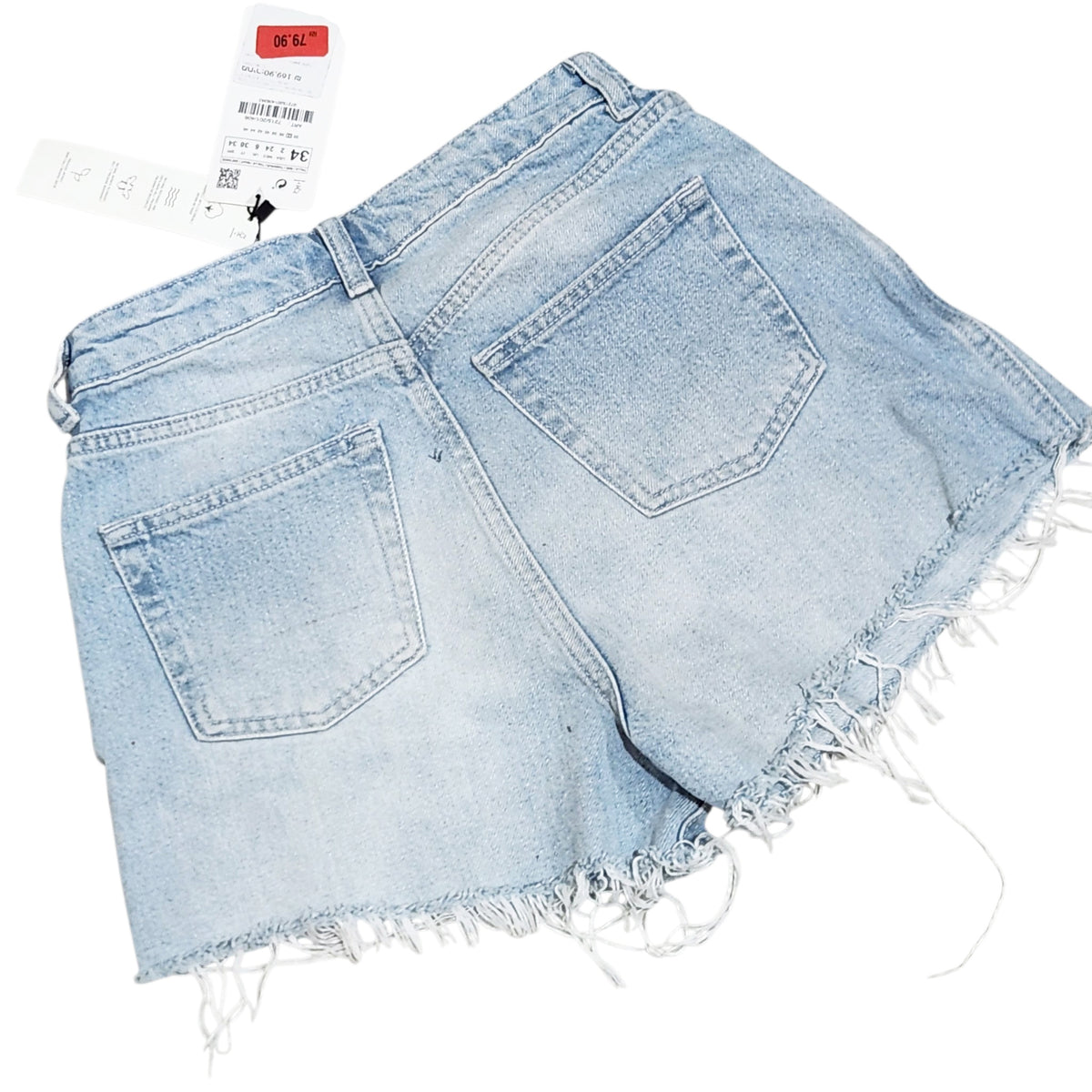 ZARA | שורטס ג'ינס לאישה | מידה 34 (XS) | תכלת בהיר | חדש עם תווית