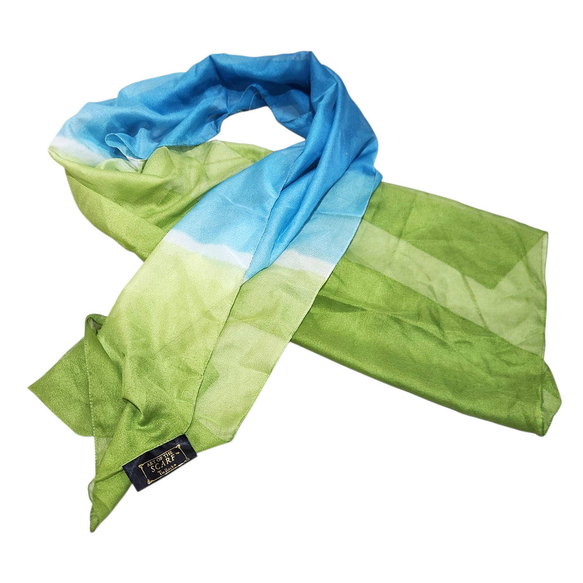 ART OF THE SCARF | צעיף שיפון לאישה | כחול וירוק | טאי דאי
