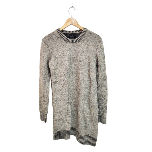 ZARA KNIT | סוודר טוניקה לאישה | מידה S (36) | אפור מלאנז'