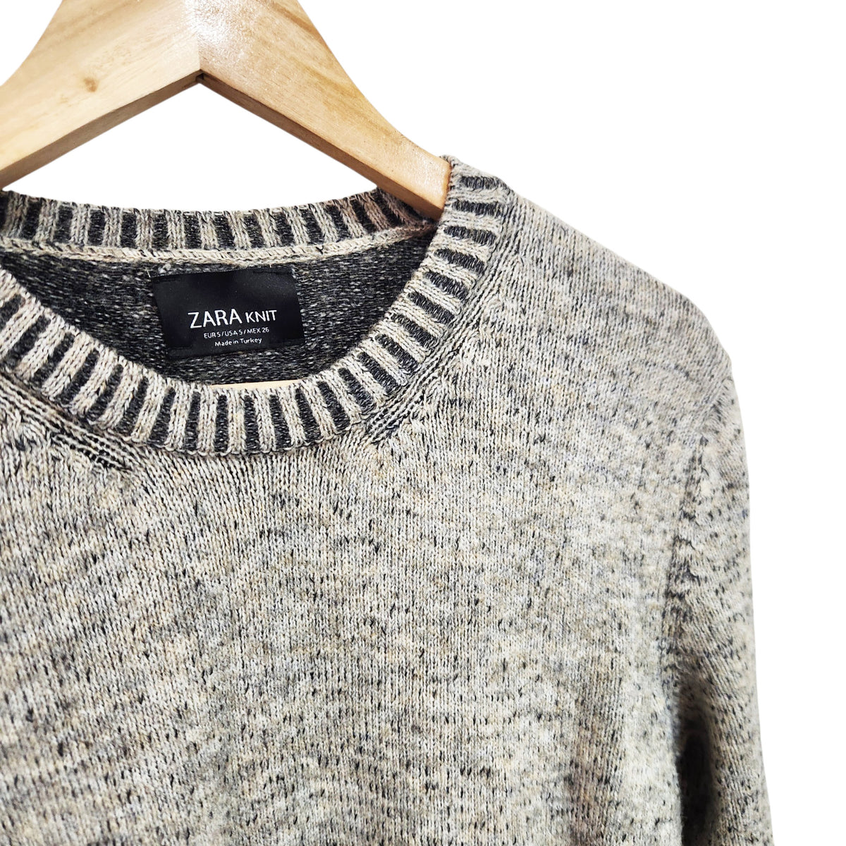ZARA KNIT | סוודר טוניקה לאישה | מידה S (36) | אפור מלאנז'